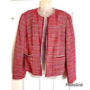 Women's Red Tweed Jacket with frayed trim